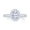 Jack Murphy Jewellers Natural Halo Diamond Rings | Platinum Oval, Halo & Shoulder Set Diamond Ring 0.86ct