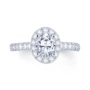 Jack Murphy Jewellers Natural Halo Diamond Rings | Platinum Oval, Halo & Shoulder Set Diamond Ring 0.86ct