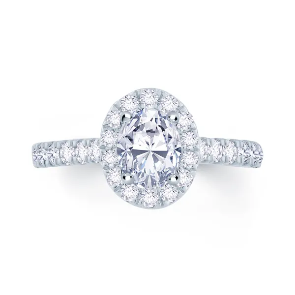 platinum_oval_halo__shoul_0.webp Jack Murphy Jewellers Natural Halo Diamond Rings | Platinum Oval, Halo & Shoulder Set Diamond Ring 0.86ct