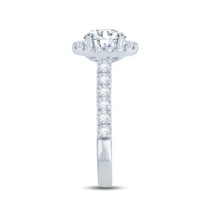 Jack Murphy Jewellers Natural Halo Diamond Rings | Platinum Oval, Halo & Shoulder Set Diamond Ring 0.86ct