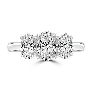 Jack Murphy Jewellers Natural Three-Stone Diamond Rings | Platinum Oval Three Stone Diamond Ring, 1.50ct