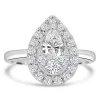 Jack Murphy Jewellers Natural Cluster Diamond Rings | Platinum Pear & Halo Illusion Diamond Ring, 0.75ct