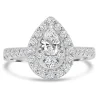 Jack Murphy Jewellers Natural Cluster Diamond Rings | Platinum Pear, Halo & Shoulder Set Illusion Diamond Ring, 0.70ct
