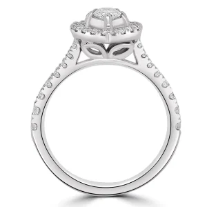 Jack Murphy Jewellers Natural Cluster Diamond Rings | Platinum Pear, Halo & Shoulder Set Illusion Diamond Ring, 0.70ct