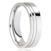 Jack Murphy Jewellers Platinum Wedding Rings | Platinum Polished Offset Inlaid Grooves Medium 6mm Wedding Band