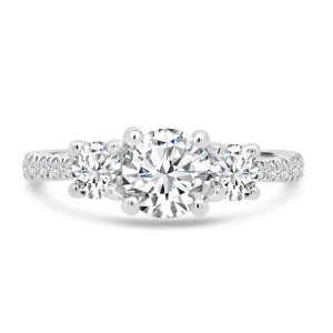 Jack Murphy Jewellers Natural Three-Stone Diamond Rings | Platinum Round Brilliant Three-Stone, Shoulder Set Diamond Band 1.55ct