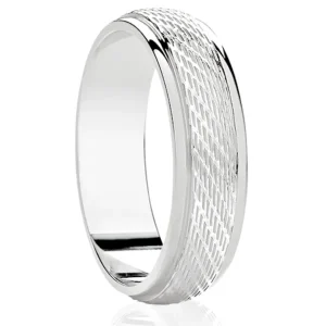 Jack Murphy Jewellers Platinum Wedding Rings | Platinum Textured Matte & Polished Classic Medium 5mm Wedding Band