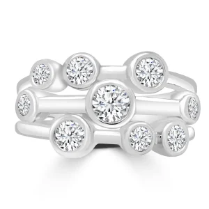 Jack Murphy Jewellers Jmj Diamond Set Jewellery | Jmj Gold Jewellery | Platinum Three Row Bubble Diamond Ring, 1.00ct
