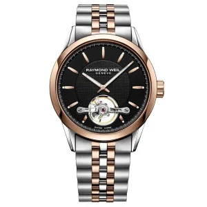 Raymond Weil Mens Raymond Weil Watches | 42mm Freelancer Rose Gold PVD Plated Open Aperture Watch