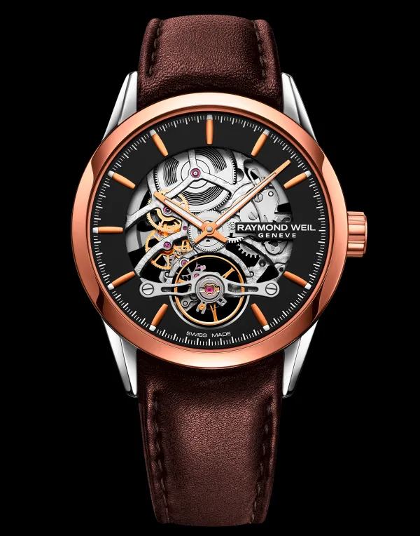Raymond Weil Mens Raymond Weil Watches | 42mm Freelancer Calibre RW1212 Skeleton Men’s Automatic Brown Leather Watch