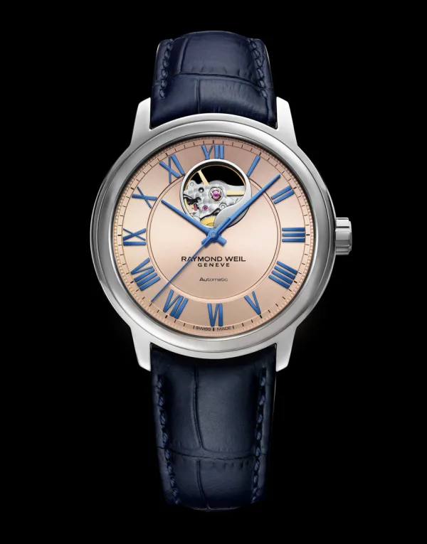 Raymond Weil Mens Raymond Weil Watches | 40mm Maestro Open Heart Auto Leather Watch