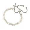 Jack Murphy Jewellers Childrens Jewellery | Jmj Sterling Silver Jewellery | Rhodium Plated Silver Children's Pearl & Cross Adjustable Bracelet