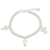 Jack Murphy Jewellers Childrens Jewellery | Jmj Sterling Silver Jewellery | Rhodium Plated Silver Children's Pearl & Cross Bracelet