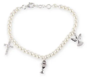 Jack Murphy Jewellers Childrens Jewellery | Jmj Sterling Silver Jewellery | Rhodium Plated Silver Children's Pearl & Chalice Bracelet