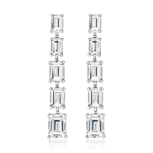 Jack Murphy Jewellers Bridal Jewellery | Jmj Sterling Silver Jewellery | Sterling Silver 5 Stone Graduated Emerald Drop Earrings