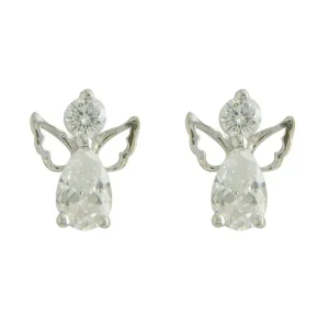 Jack Murphy Jewellers Childrens Jewellery | Jmj Sterling Silver Jewellery | Sterling Silver Angel CZ Stud Earrings