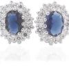 Jack Murphy Jewellers Bridal Jewellery | Jmj Sterling Silver Jewellery | Sterling Silver Blue Oval & Halo CZ Earrings