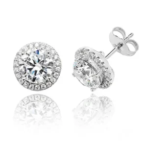 Jack Murphy Jewellers Jmj Sterling Silver Jewellery | All Jmj & Branded Fashion Jewellery | Sterling Silver Brilliant Round & Halo CZ Stud Earrings