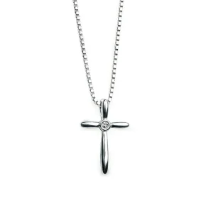 Jack Murphy Jewellers Childrens Jewellery | Jmj Diamond Set Jewellery | Sterling Silver Children's Rounded Diamond Set Cross Necklace