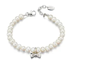 Jack Murphy Jewellers Childrens Jewellery | Jmj Diamond Set Jewellery | Sterling Silver Children's Pearl & Diamond Bow Pendant Bracelet