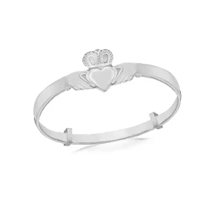 Jack Murphy Jewellers Childrens Jewellery | Jmj Sterling Silver Jewellery | Sterling Silver Claddagh Baby Bangle