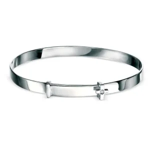 Jack Murphy Jewellers Childrens Jewellery | Jmj Diamond Set Jewellery | Sterling Silver Cross & Diamond Baby Bangle