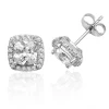 Jack Murphy Jewellers Bridal Jewellery | All Jmj & Branded Fashion Jewellery | Sterling Silver Cushion Halo & Cushion CZ Stud Earrings