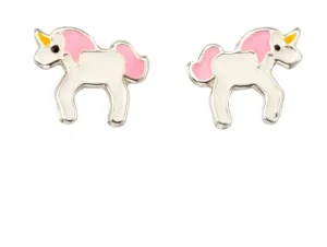 Jack Murphy Jewellers Childrens Jewellery | Jmj Sterling Silver Jewellery | Sterling Silver Cute Enamel Unicorn Stud Earrings