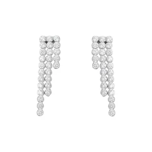 Jack Murphy Jewellers Bridal Jewellery | Jmj Sterling Silver Jewellery | Sterling Silver CZ 3 Row Graduated Drop Earrings