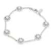 Jack Murphy Jewellers Bridal Jewellery | Jmj Sterling Silver Jewellery | Sterling Silver CZ Clustered Halo & Pearl Bracelet