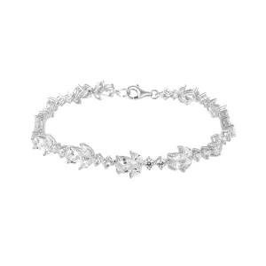 Jack Murphy Jewellers Bridal Jewellery | Jmj Sterling Silver Jewellery | Sterling Silver CZ Flower Link Bracelet
