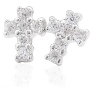 Jack Murphy Jewellers Childrens Jewellery | Jmj Sterling Silver Jewellery | Sterling Silver CZ Set Cross Stud Earrings