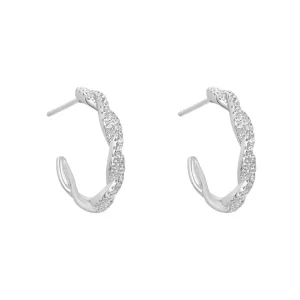 Jack Murphy Jewellers Bridal Jewellery | Jmj Sterling Silver Jewellery | Sterling Silver CZ Twisted Stud Hoop Earrings