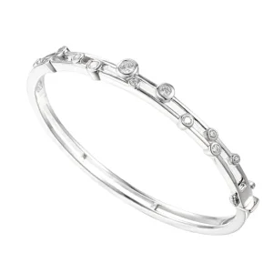 Jack Murphy Jewellers Jmj Sterling Silver Jewellery | Sterling Silver CZ Two Row Bubble Bangle