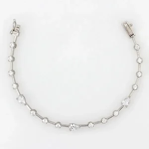 Jack Murphy Jewellers Bridal Jewellery | All Jmj & Branded Fashion Jewellery | Sterling Silver Dainty Round & Pear CZ Bracelet