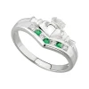 Jack Murphy Jewellers Jmj Sterling Silver Jewellery | Sterling Silver Emerald & CZ Claddagh Wishbone Ring - Size K