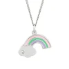 Jack Murphy Jewellers Childrens Jewellery | Jmj Diamond Set Jewellery | Sterling Silver Enamel Rainbow & Diamond Bow Necklace
