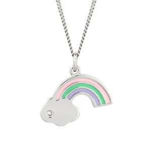Jack Murphy Jewellers Childrens Jewellery | Jmj Diamond Set Jewellery | Sterling Silver Enamel Rainbow & Diamond Bow Necklace