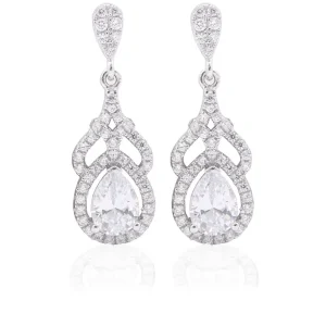 Jack Murphy Jewellers All Jmj & Branded Fashion Jewellery | Jmj Sterling Silver Jewellery | Sterling Silver Fancy Pear Drop Stud CZ Earrings