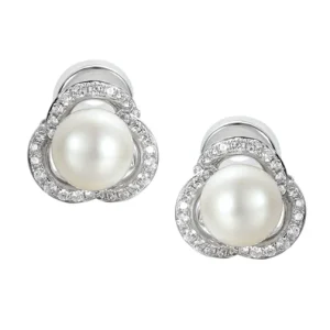 Jack Murphy Jewellers Jmj Sterling Silver Jewellery | Sterling Silver Freshwater Pearl & CZ Dewdrop Clip Earrings