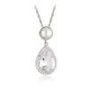 Jack Murphy Jewellers Bridal Jewellery | Jmj Sterling Silver Jewellery | Sterling Silver Freshwater Pearl, Pear & Halo CZ Spiga Necklace