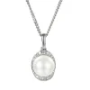 Jack Murphy Jewellers Bridal Jewellery | Jmj Sterling Silver Jewellery | Sterling Silver Freshwater Pearl & Halo Necklace