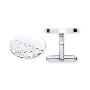 Jack Murphy Jewellers Jmj Cufflinks | Jmj Sterling Silver Jewellery | Sterling Silver Half Designed Oval Swivel Back Cufflinks