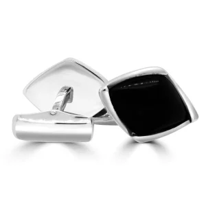 Jack Murphy Jewellers Jmj Cufflinks | Jmj Sterling Silver Jewellery | Sterling Silver Jet Black Rhombus Cufflinks