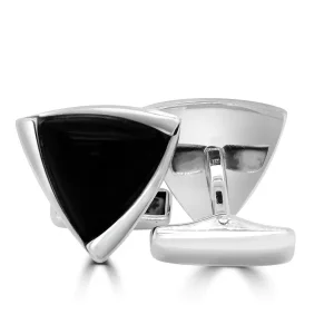 Jack Murphy Jewellers Jmj Cufflinks | Jmj Sterling Silver Jewellery | Sterling Silver Jet Black Triangle Cufflinks