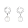 Jack Murphy Jewellers Bridal Jewellery | Jmj Sterling Silver Jewellery | Sterling Silver Marquise Cluster CZ & Pearl Drop Earrings
