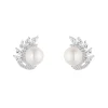 Jack Murphy Jewellers Bridal Jewellery | Jmj Sterling Silver Jewellery | Sterling Silver Marquise CZ & Pearl Stud Earrings