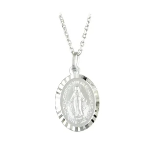 Jack Murphy Jewellers Childrens Jewellery | Jmj Sterling Silver Jewellery | Sterling Silver Miraculous Medal Diamond Cut Pendant Necklace