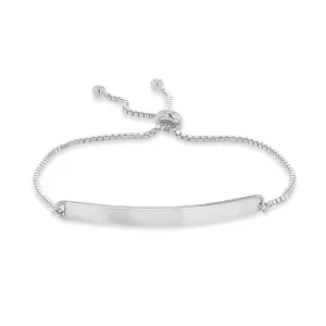 Jack Murphy Jewellers Bridal Jewellery | Jmj Sterling Silver Jewellery | Sterling Silver 4mm Bar Box Chain Slider ID Bracelet