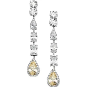 Jack Murphy Jewellers Bridal Jewellery | Jmj Sterling Silver Jewellery | Sterling Silver Multi-Stone White & Yellow CZ Drop Earrings